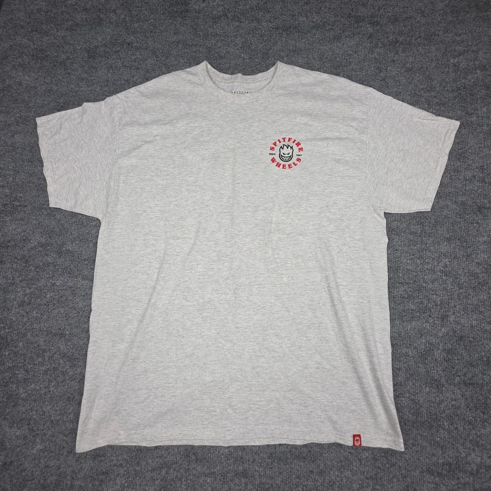 Spitfire Graphic T-Shirt Men's XL Gray Double Sided Flames